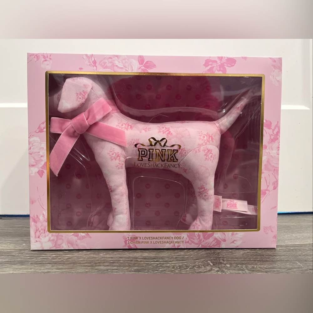 Victorias Secret PINK x LoveShackFancy Beaux Icons Plush Dog OS Pink Floral - Picture 2 of 4